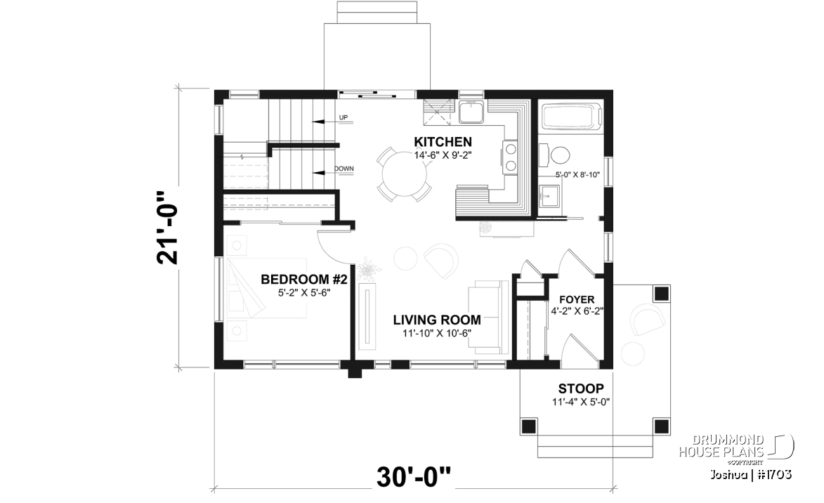 1st level (Optional $) - Compact Modern Home Plan with Open Floor Plan, Upstairs Suite and Spacious Terrace - Joshua