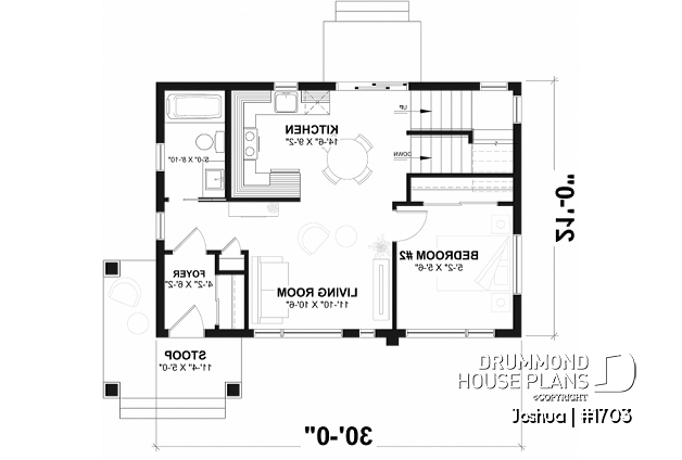 1st level (Optional $) - Compact Modern Home Plan with Open Floor Plan, Upstairs Suite and Spacious Terrace - Joshua