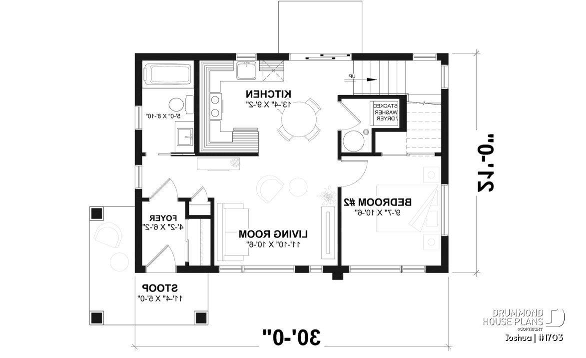1st level - Compact Modern Home Plan with Open Floor Plan, Upstairs Suite and Spacious Terrace - Joshua