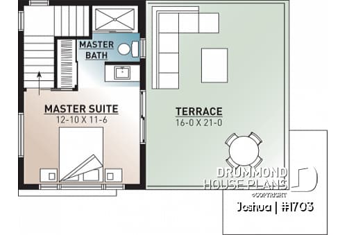 2nd level - 2-storey 2 bedroom small and tiny Modern house with deck on 2nd floor, affordable building costs - Joshua