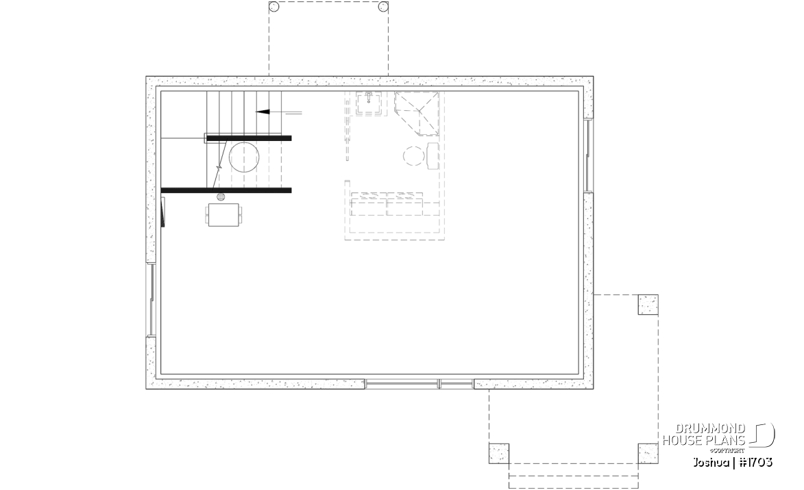 Unfinished basement (Optional $) - Compact Modern Home Plan with Open Floor Plan, Upstairs Suite and Spacious Terrace - Joshua