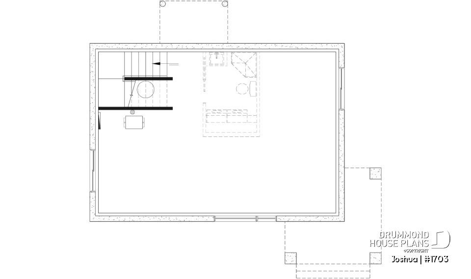 Unfinished basement (Optional $) - Compact Modern Home Plan with Open Floor Plan, Upstairs Suite and Spacious Terrace - Joshua