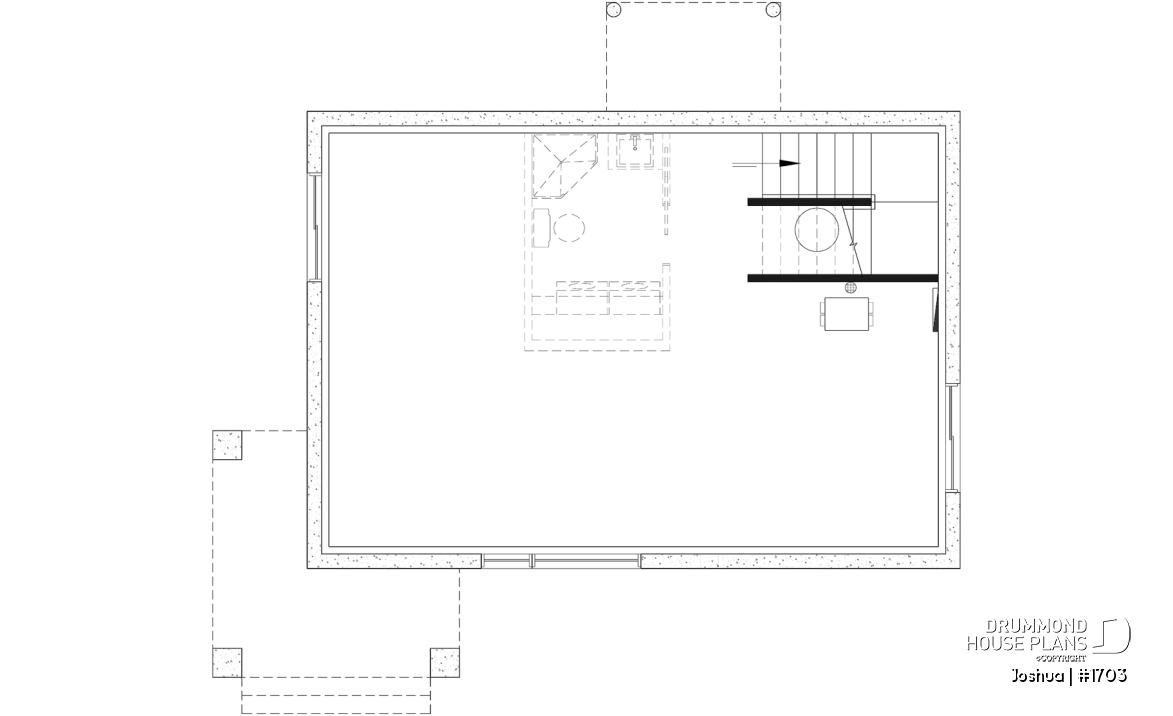 Unfinished basement (Optional $) - Compact Modern Home Plan with Open Floor Plan, Upstairs Suite and Spacious Terrace - Joshua