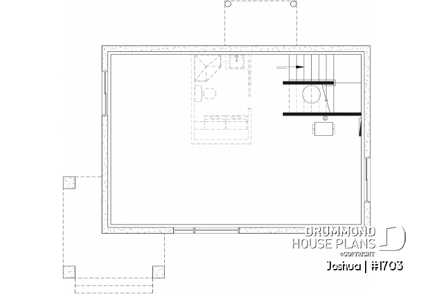 Unfinished basement (Optional $) - Compact Modern Home Plan with Open Floor Plan, Upstairs Suite and Spacious Terrace - Joshua
