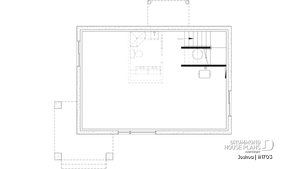 Unfinished basement (Optional $) - Compact Modern Home Plan with Open Floor Plan, Upstairs Suite and Spacious Terrace - Joshua