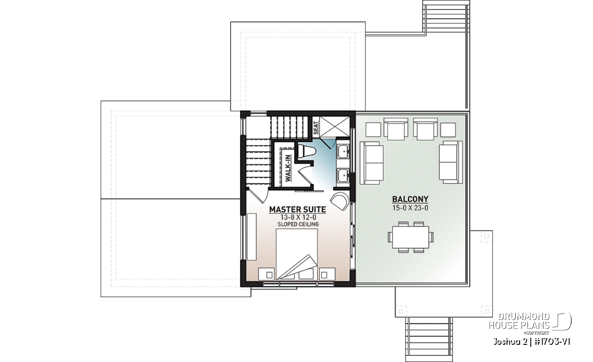 2nd level - Modern unique 2 storey house plan, master suite on second floor with private large terrace, garage, and more! - Joshua 2