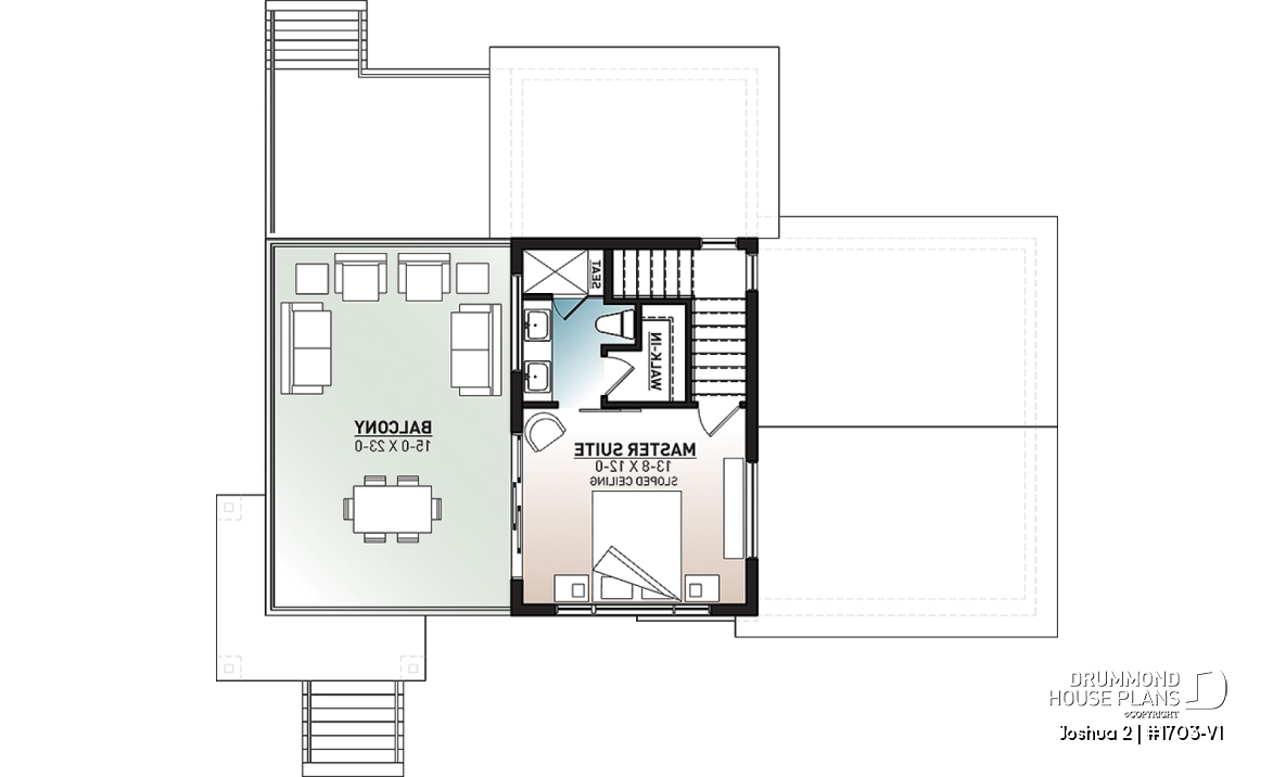 2nd level - Modern unique 2 storey house plan, master suite on second floor with private large terrace, garage, and more! - Joshua 2