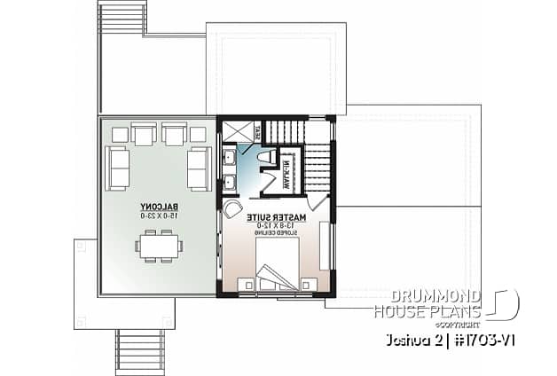 2nd level - Modern unique 2 storey house plan, master suite on second floor with private large terrace, garage, and more! - Joshua 2