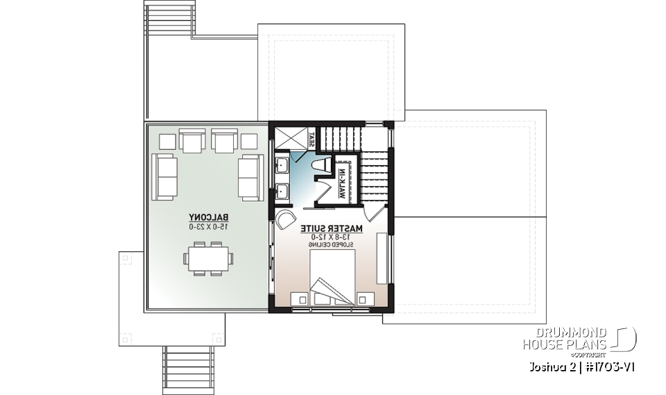 2nd level - Modern unique 2 storey house plan, master suite on second floor with private large terrace, garage, and more! - Joshua 2