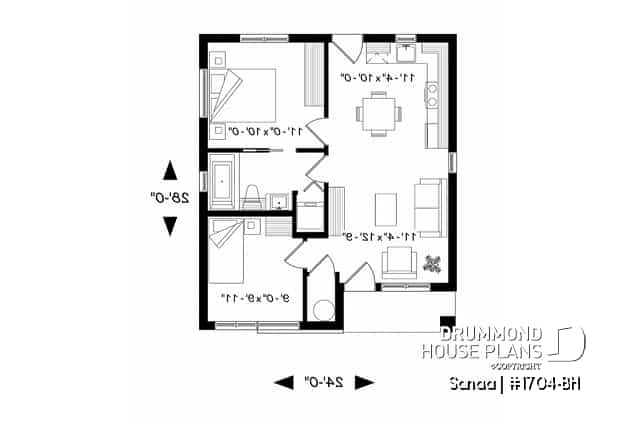 1st level - Small and affordable Modern style house, ideal for first-home buyers, 2 bedrooms, open floor plan layout - Sanaa