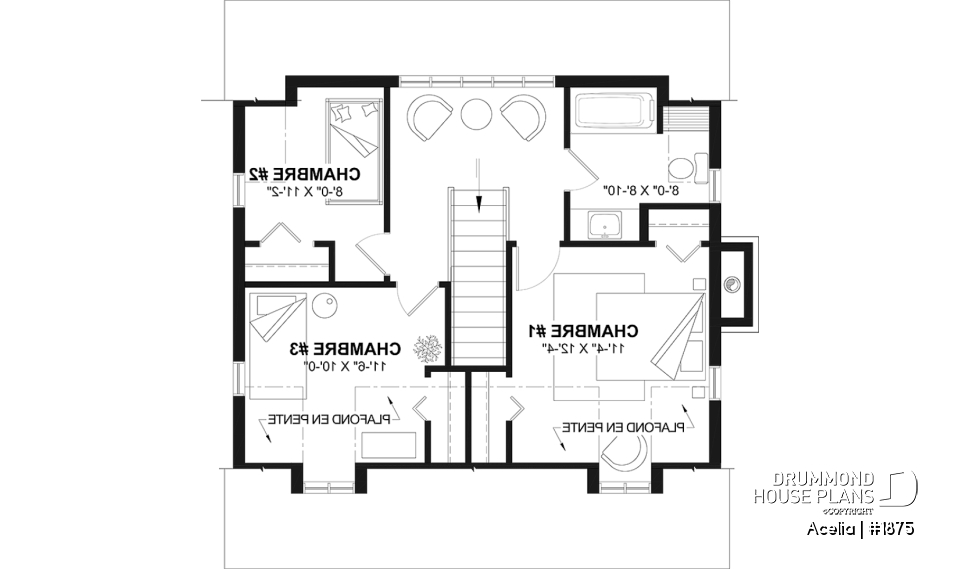 2nd level - Small, historic Canadian style house plan, 3 bedrooms, fireplace, laundry on main, sitting room on 2nd floor - Acelia