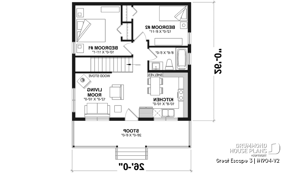 1st level - Modern 4-Season Chalet Plan – 2 to 4 Bedrooms, Flexible Basement and Wood-Burning Stove - Great Escape 3