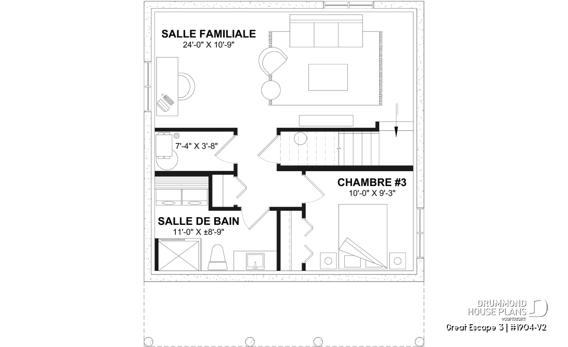 Finished basement (Optional $) - Modern 4-Season Chalet Plan – 2 to 4 Bedrooms, Flexible Basement and Wood-Burning Stove - Great Escape 3