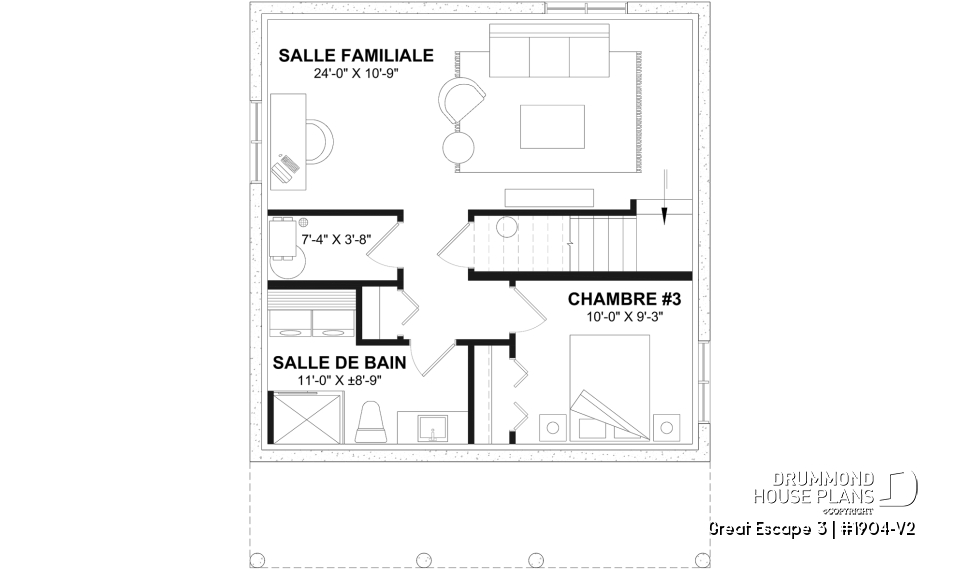 Finished basement (Optional $) - Modern 4-Season Chalet Plan – 2 to 4 Bedrooms, Flexible Basement and Wood-Burning Stove - Great Escape 3