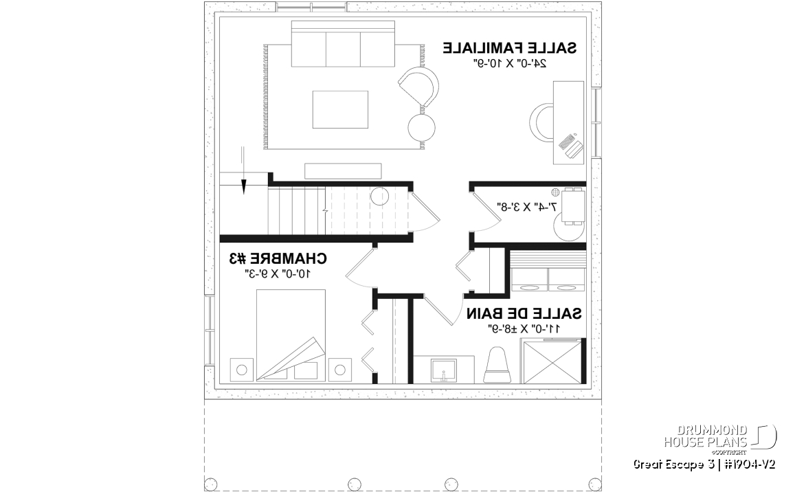 Finished basement (Optional $) - Modern 4-Season Chalet Plan – 2 to 4 Bedrooms, Flexible Basement and Wood-Burning Stove - Great Escape 3