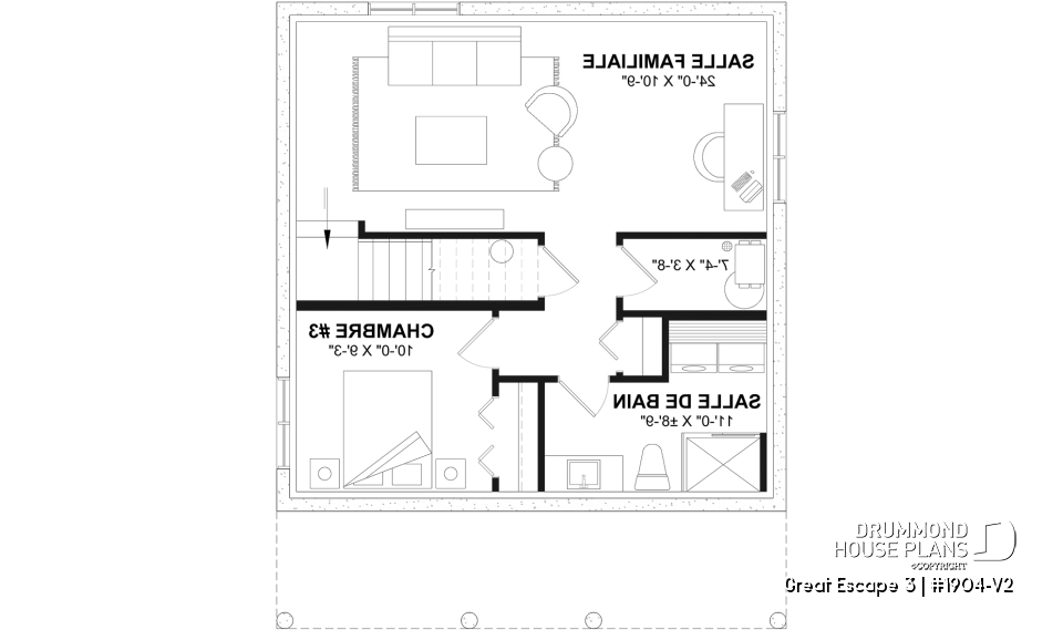 Finished basement (Optional $) - Modern 4-Season Chalet Plan – 2 to 4 Bedrooms, Flexible Basement and Wood-Burning Stove - Great Escape 3