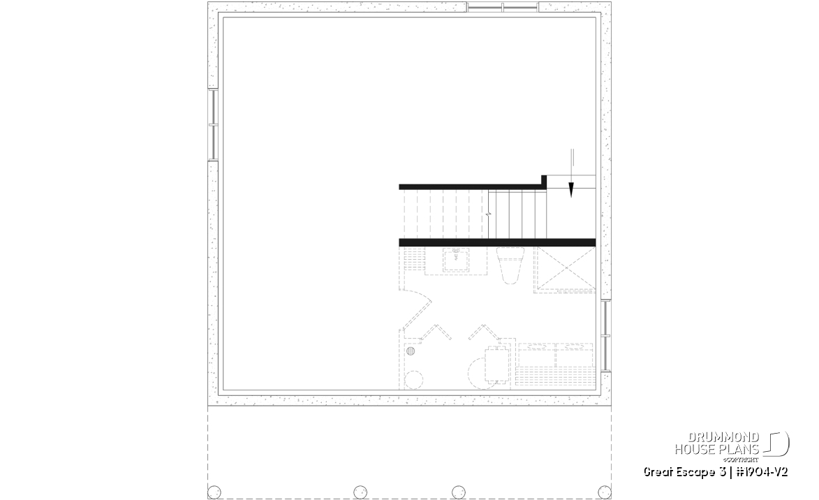Unfinished basement - Modern 4-Season Chalet Plan – 2 to 4 Bedrooms, Flexible Basement and Wood-Burning Stove - Great Escape 3