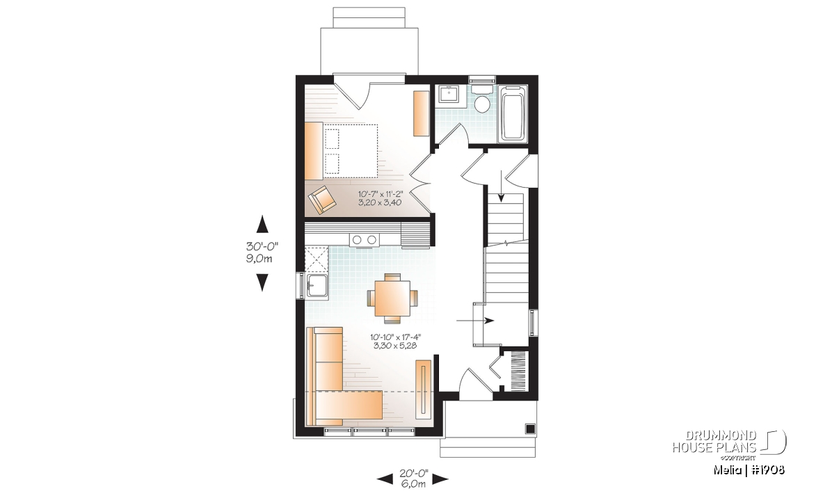 1st level - Affordable Small Country Home Design with 2–3 Bedrooms, Open Layout and Smart, Functional Design - Melia