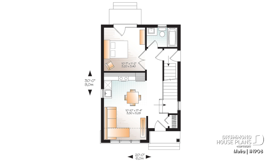 1st level - Affordable Small Country Home Design with 2–3 Bedrooms, Open Layout and Smart, Functional Design - Melia