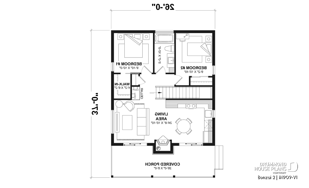 1st level - Modern small cottage-style home plan with finished walkout basement, offering beautiful natural light - Bonzai 2