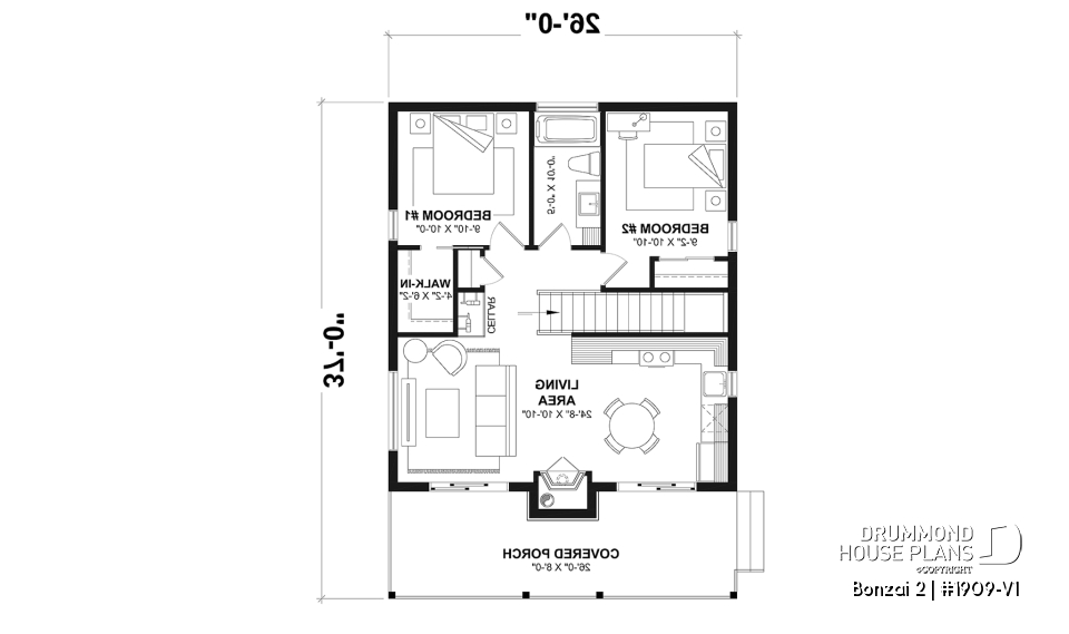 1st level - Modern small cottage-style home plan with finished walkout basement, offering beautiful natural light - Bonzai 2
