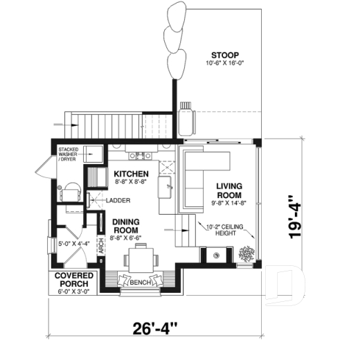 1st level - Small and charming 1+ bedroom cottage plan with lots of natural light! - Rifugio