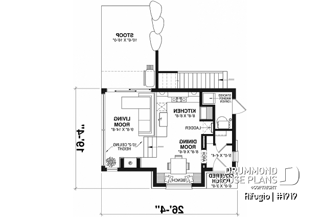 1st level - Small and charming 2 bedroom cottage plan with lots of natural light! - Rifugio