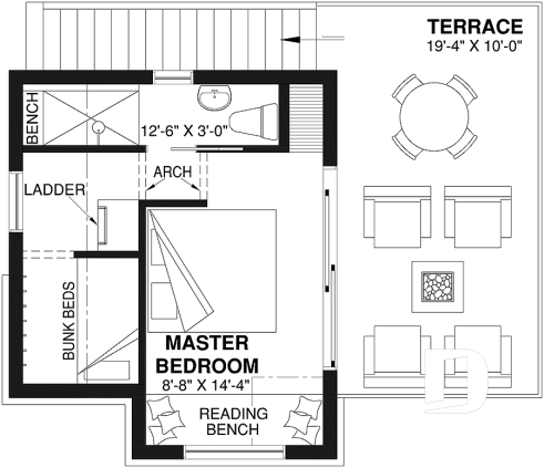 2nd level - Small and charming 1+ bedroom cottage plan with lots of natural light! - Rifugio