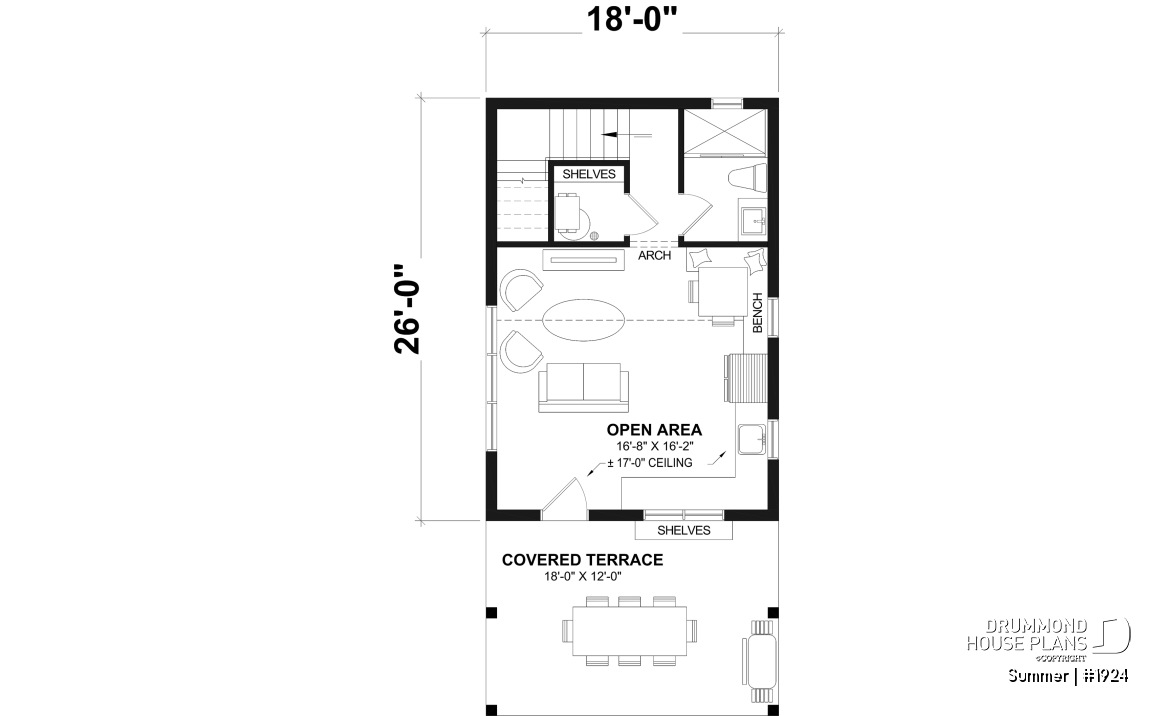 1st level - Versatile plan for a tiny house, garden pavilion or small guest house, the choice is yours! - Summer