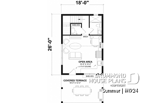 1st level - Versatile plan for a tiny house, garden pavilion or small guest house, the choice is yours! - Summer