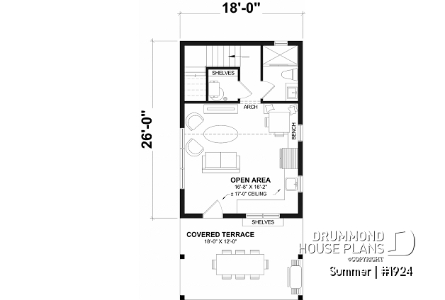 1st level - Versatile plan for a tiny house, garden pavilion or small guest house, the choice is yours! - Summer