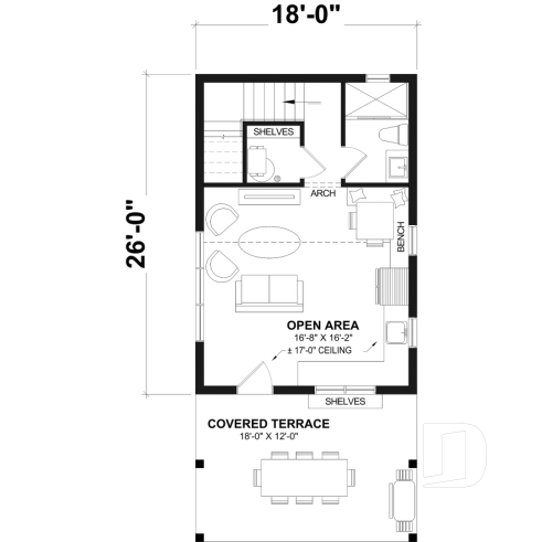 1st level - Versatile plan for a tiny house, garden pavilion or small guest house, the choice is yours! - Summer