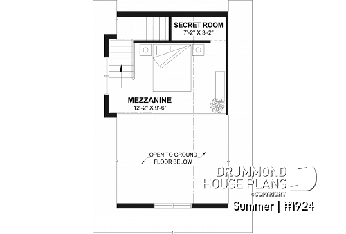 2nd level - Versatile plan for a tiny house, garden pavilion or small guest house, the choice is yours! - Summer