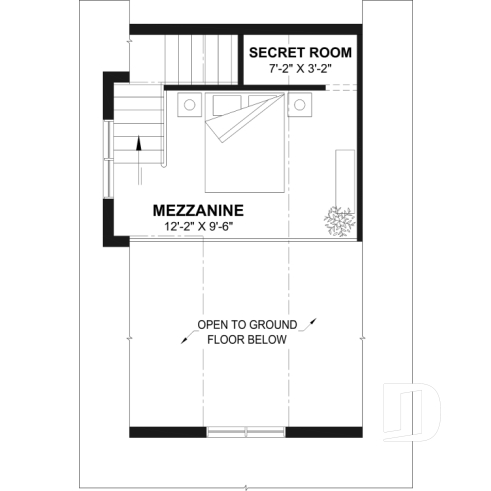 2nd level - Versatile plan for a tiny house, garden pavilion or small guest house, the choice is yours! - Summer