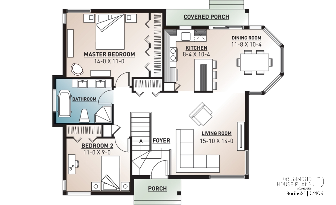 1st level - Charming budget friendly one-story home with large master bedroom, kitchen with lots of windows - Bartholdi