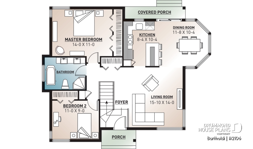 1st level - Charming budget friendly one-story home with large master bedroom, kitchen with lots of windows - Bartholdi