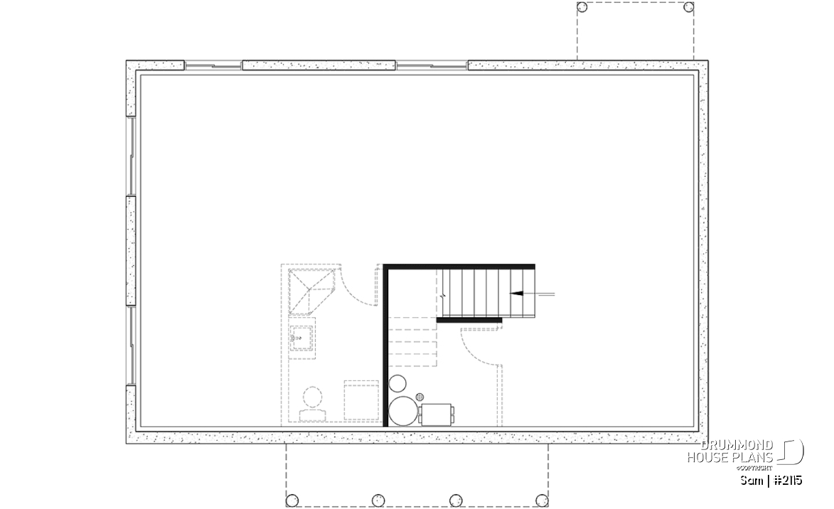 Basement - 3 bedroom ranch style home design with great open concept, covered front porch, budget-friendly - Sam