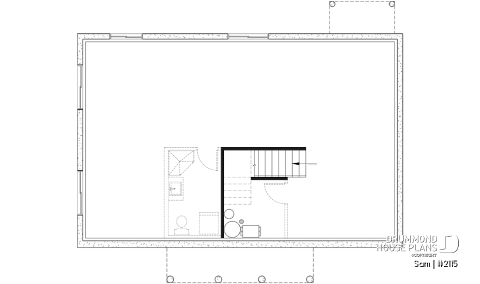 Basement - 3 bedroom ranch style home design with great open concept, covered front porch, budget-friendly - Sam