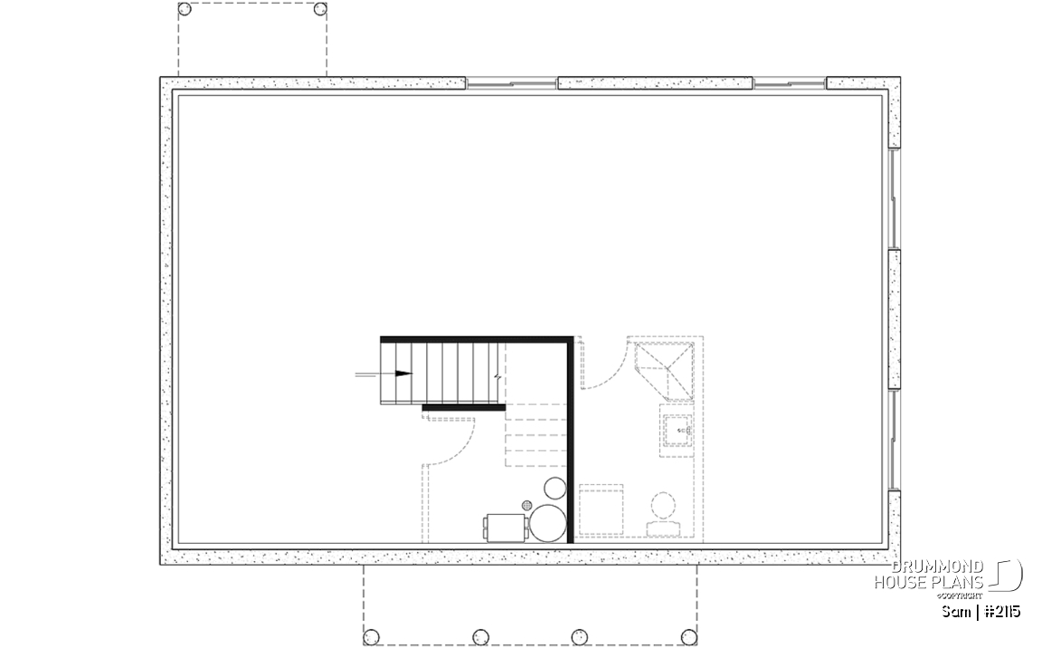 Basement - 3 bedroom ranch style home design with great open concept, covered front porch, budget-friendly - Sam