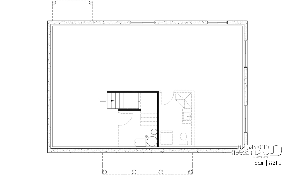 Basement - 3 bedroom ranch style home design with great open concept, covered front porch, budget-friendly - Sam