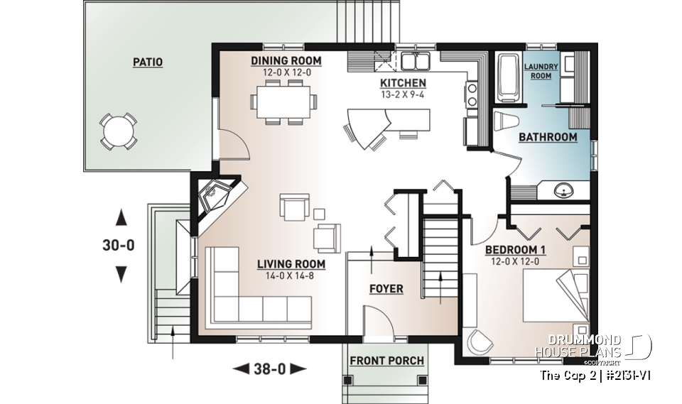 1st level - Modern rustic home style, 1 to 3 bedrooms, finished walkout basement, large deck, central fireplace - The Cap 2