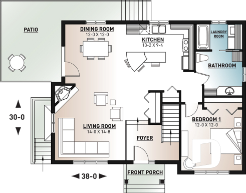 1st level - Modern rustic home style, 1 to 3 bedrooms, finished walkout basement, large deck, central fireplace - The Cap 2