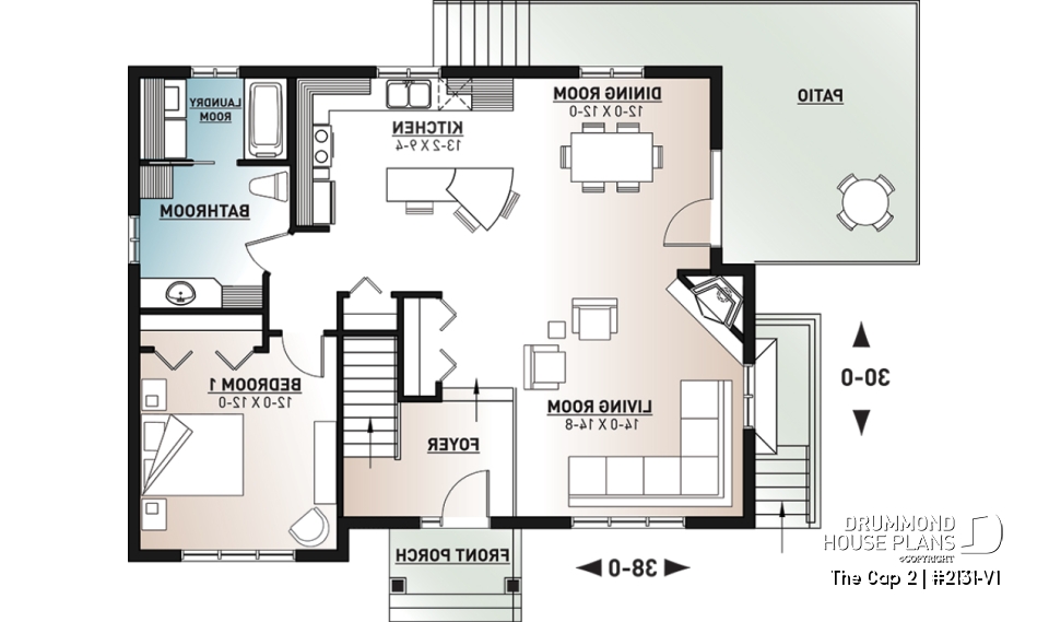 1st level - Modern rustic home style, 1 to 3 bedrooms, finished walkout basement, large deck, central fireplace - The Cap 2