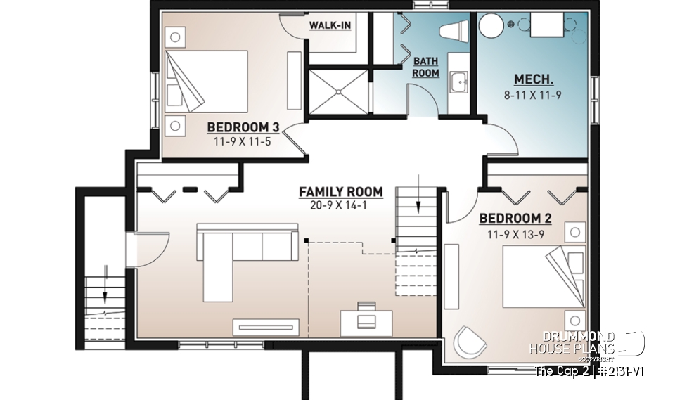 Basement - Modern rustic home style, 1 to 3 bedrooms, finished walkout basement, large deck, central fireplace - The Cap 2