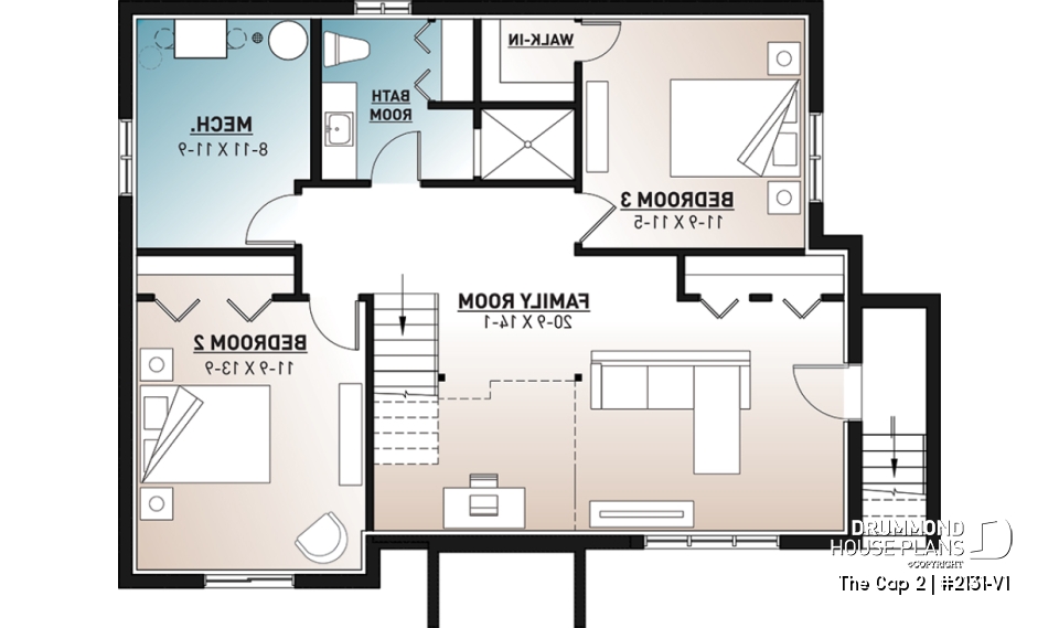 Basement - Modern rustic home style, 1 to 3 bedrooms, finished walkout basement, large deck, central fireplace - The Cap 2