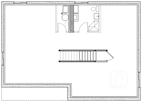 Unfinished basement - Classic ranch-style bungalow house plan with 3 bedrooms, open layout and covered front porch - Summerfield