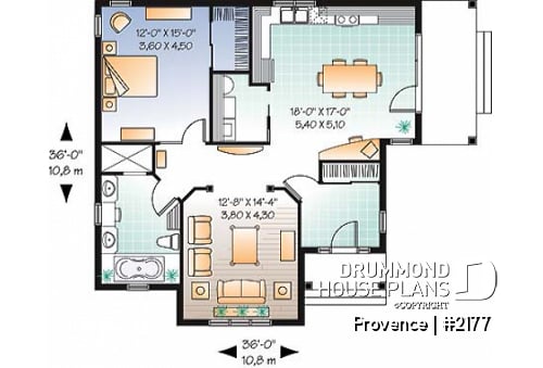 1st level - Ideal baby boomers house floor plan with master, laundry and office desk on main floor, large full bath - Provence