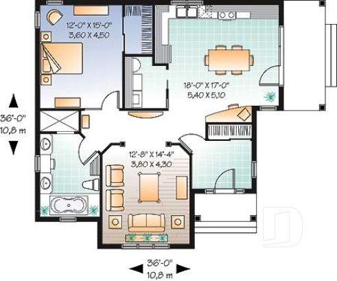 1st level - Ideal baby boomers house floor plan with master, laundry and planning desk on main floor, large full bath - Provence