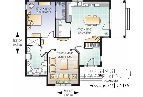 1st level - Ideal baby boomers house floor plan with master, laundry and office desk on main floor, large full bath - Provence 2