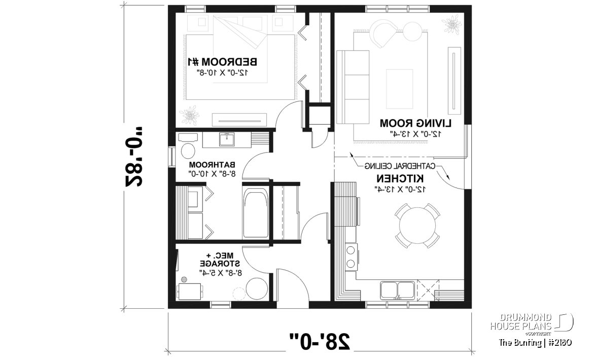 1st level - Affordable small farmhouse house plan, bright single-story design ideal for first-time buyers and budget build - The Bunting